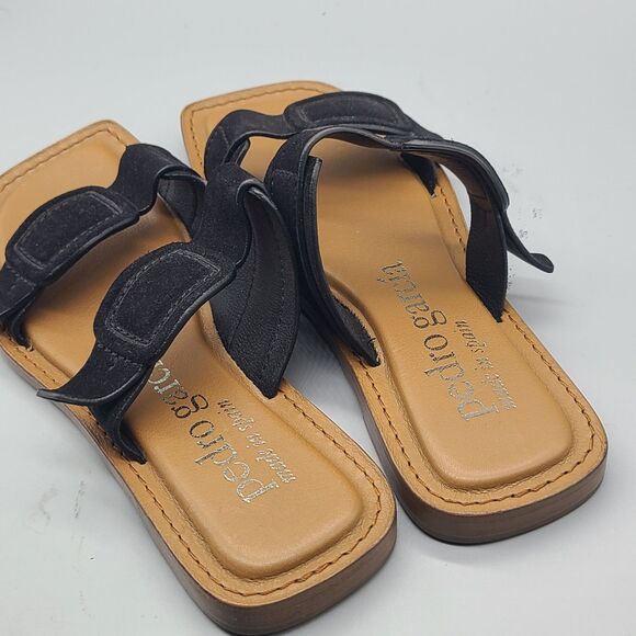 Pedro Garcia Zuly Womens Flat Sandals Slides Black Suede Leather EU 37 6.5-7 New - Picture 4 of 9